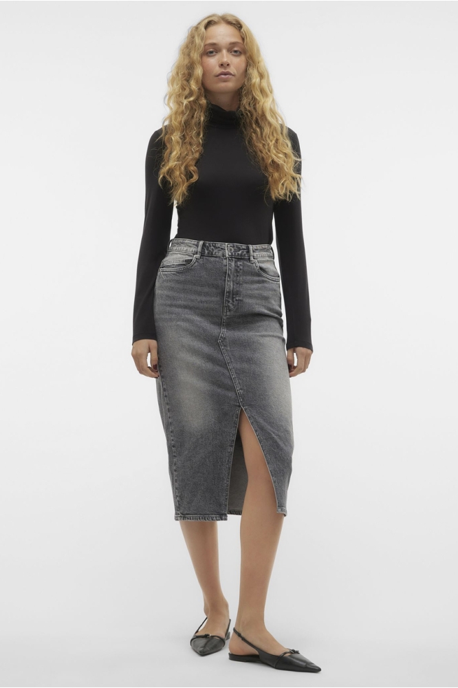 VMVERI HR CALF DENIM SKIRT GA MIX N 10295731 MEDIUM GREY DENIM